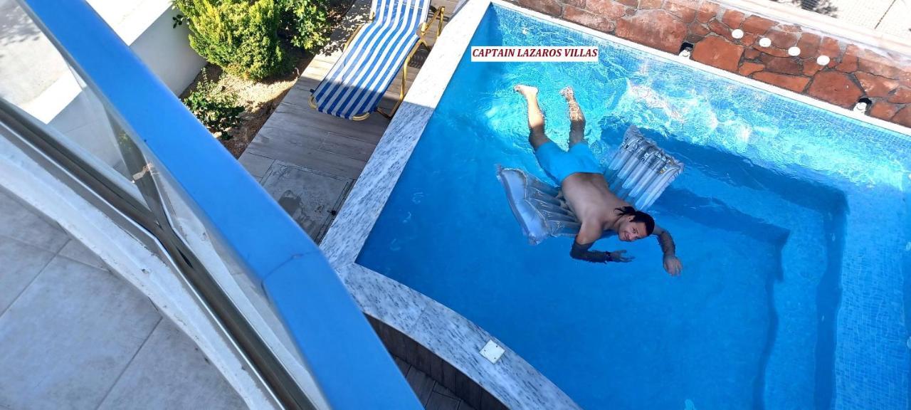Located By The Sea One Beachfront Private Captain Lazaros Pool Villa With Loft In 750Sqm Spacious Private Plot-Jacuzzi-Sunrelax-Furnished Terace-Gazebo-Private Parking,Sleep 3 Adults And 2 Children, Just Steps From The Black Beach-Seaview เปริสซา ภายนอก รูปภาพ