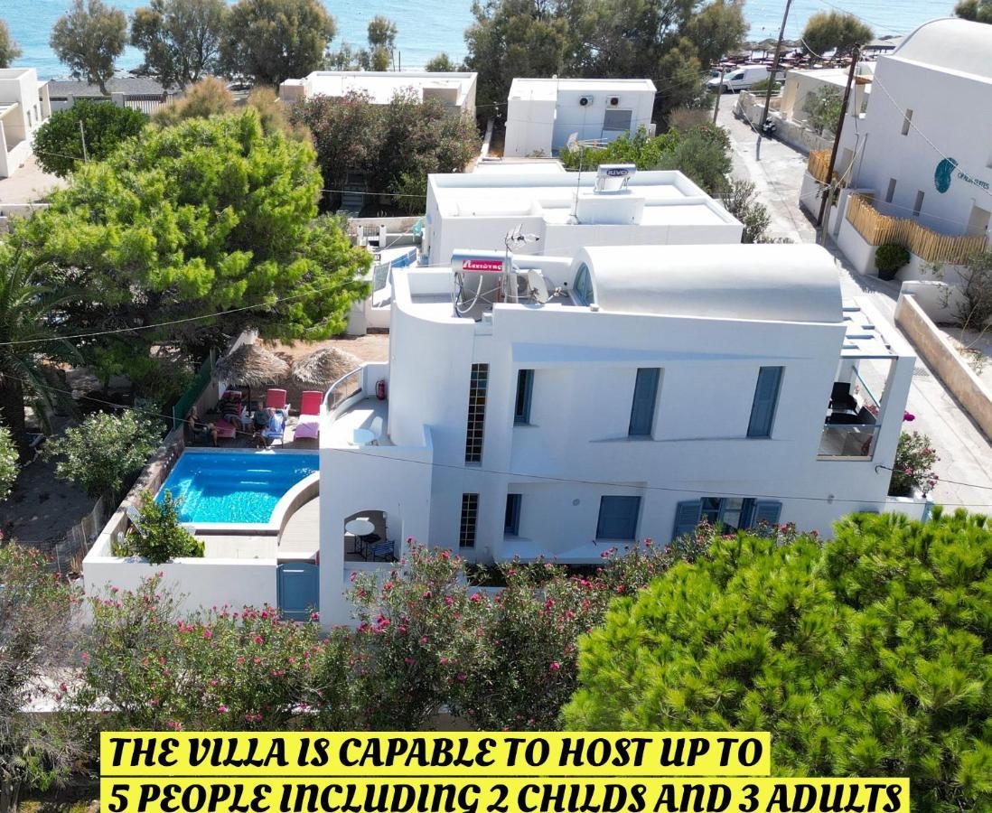 Located By The Sea One Beachfront Private Captain Lazaros Pool Villa With Loft In 750Sqm Spacious Private Plot-Jacuzzi-Sunrelax-Furnished Terace-Gazebo-Private Parking,Sleep 3 Adults And 2 Children, Just Steps From The Black Beach-Seaview เปริสซา ภายนอก รูปภาพ
