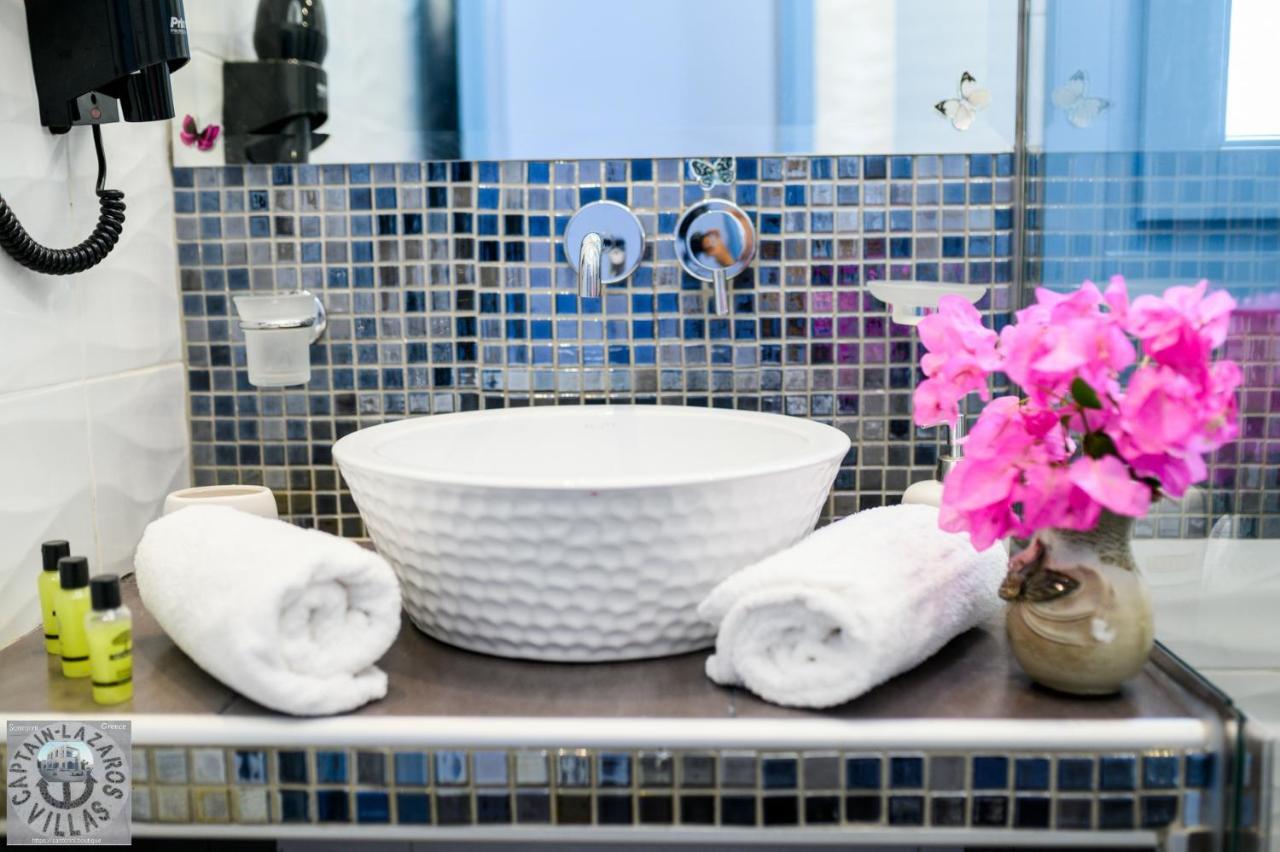 Located By The Sea One Beachfront Private Captain Lazaros Pool Villa With Loft In 750Sqm Spacious Private Plot-Jacuzzi-Sunrelax-Furnished Terace-Gazebo-Private Parking,Sleep 3 Adults And 2 Children, Just Steps From The Black Beach-Seaview เปริสซา ภายนอก รูปภาพ
